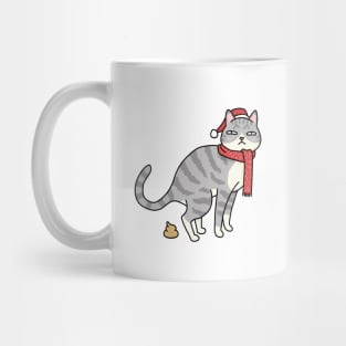 Christmas Tabby Cat Pooping Mug